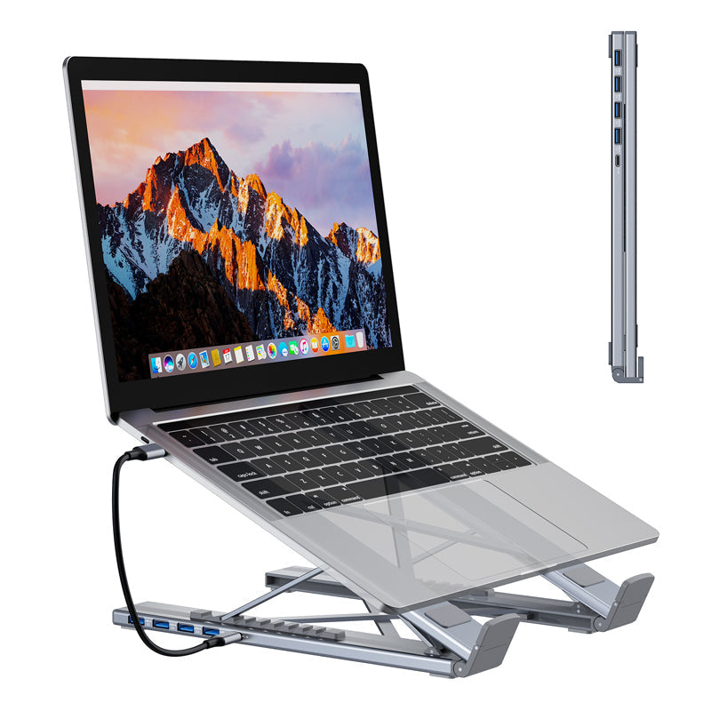 FlexDock Pro – 8-i-1 USB-C 4K Hub & Ergonomiskt Laptopställ