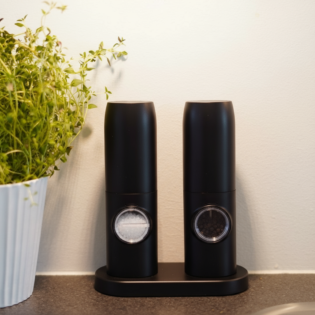 SmakLyft™ | Gör varje måltid till en upplevelse – eleganta elektriska salt- och pepparkvarnar för enkel, precis kryddning.