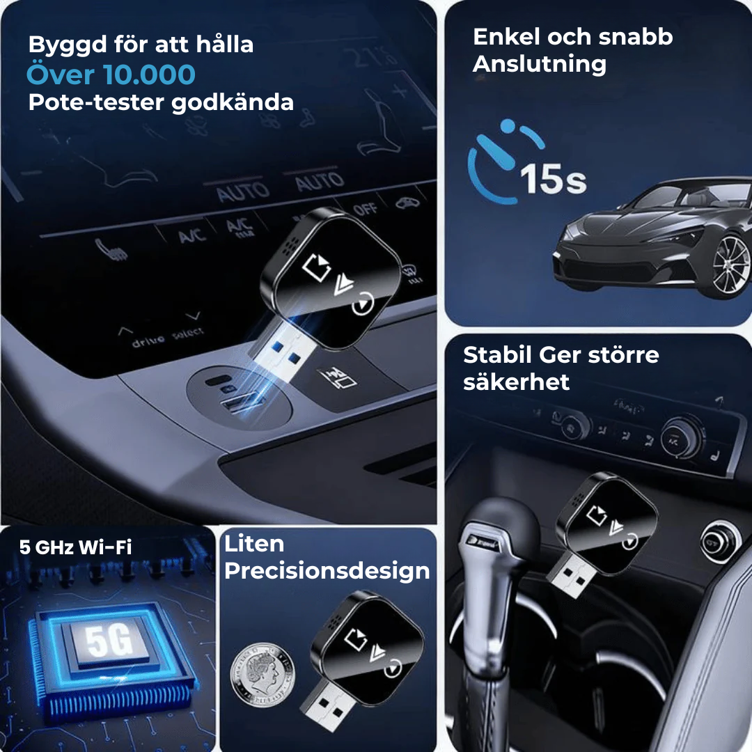 FriKör™ | Trådlös CarPlay- & Android Auto-adapter – frihet utan kablar