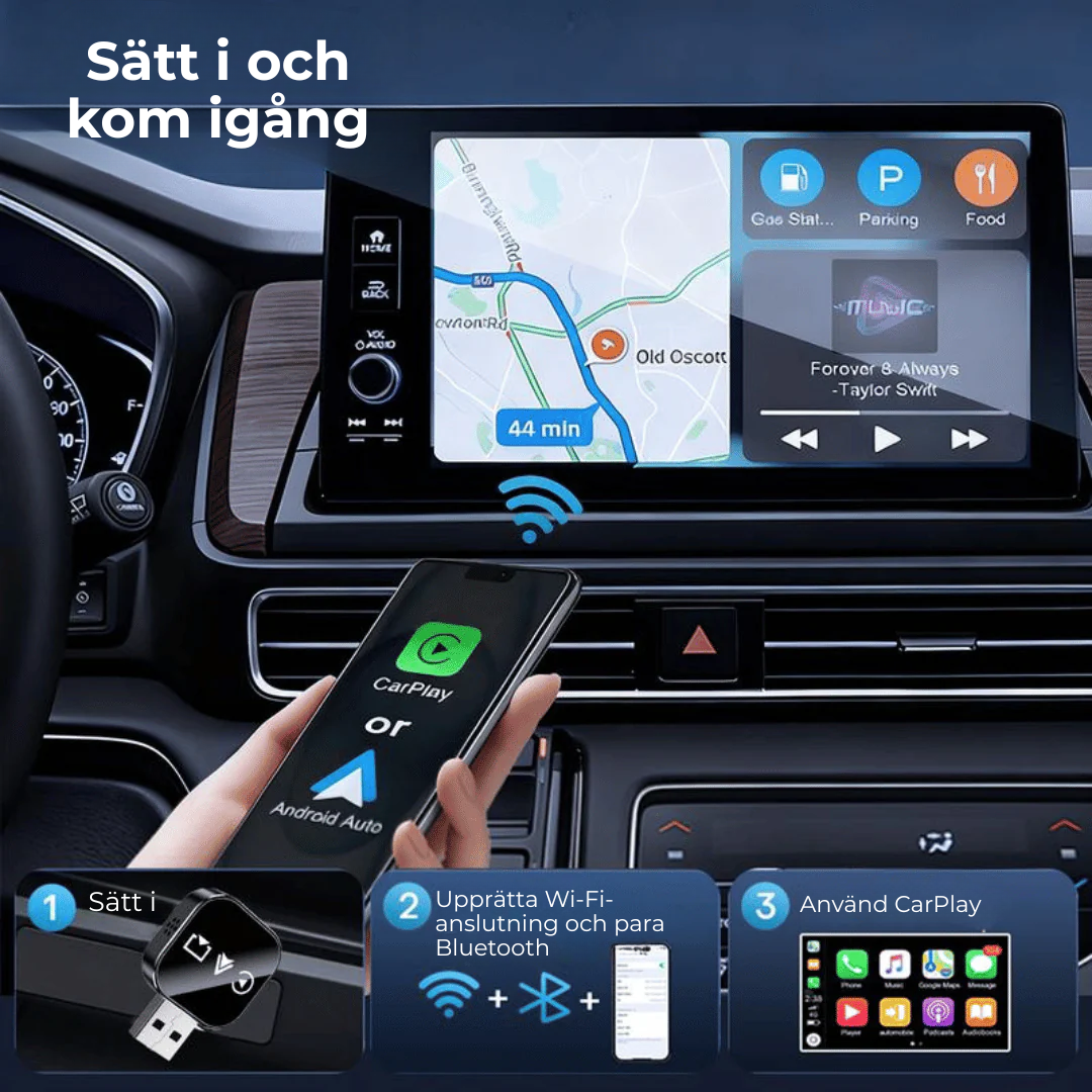 FriKör™ | Trådlös CarPlay- & Android Auto-adapter – frihet utan kablar