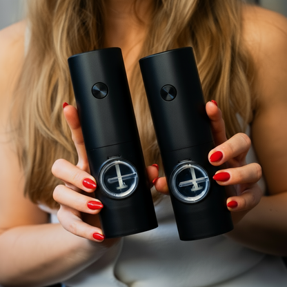 SmakLyft™ | Gör varje måltid till en upplevelse – eleganta elektriska salt- och pepparkvarnar för enkel, precis kryddning.