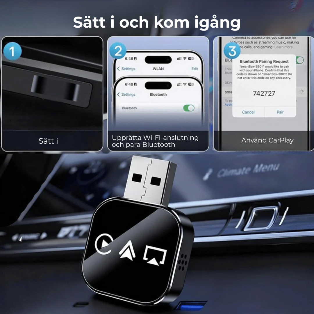 FriKör™ | Trådlös CarPlay- & Android Auto-adapter – frihet utan kablar