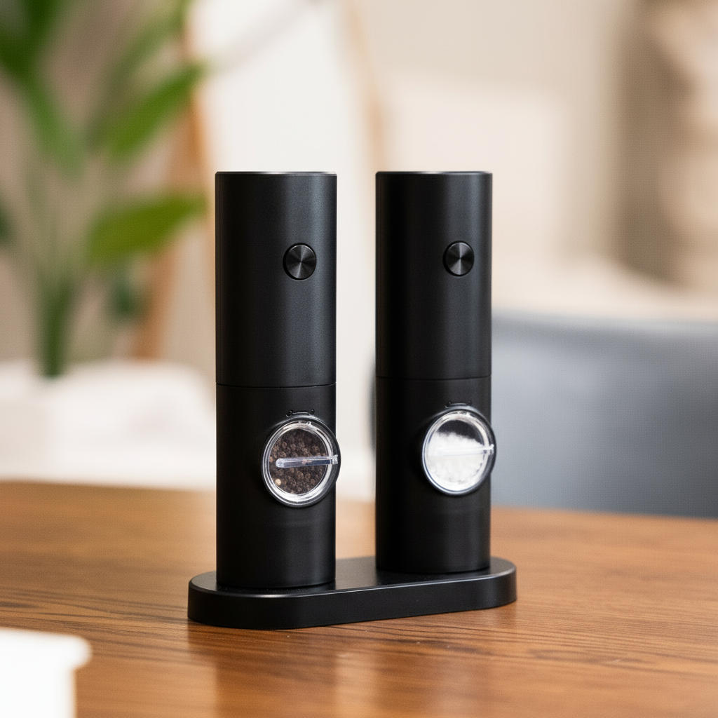 SmakLyft™ | Gör varje måltid till en upplevelse – eleganta elektriska salt- och pepparkvarnar för enkel, precis kryddning.