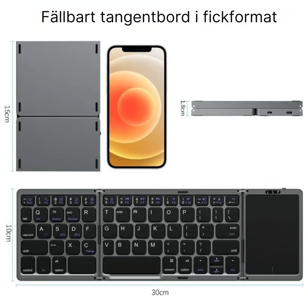 Fällbar™ | Smart vikbart tangentbord med touchpad