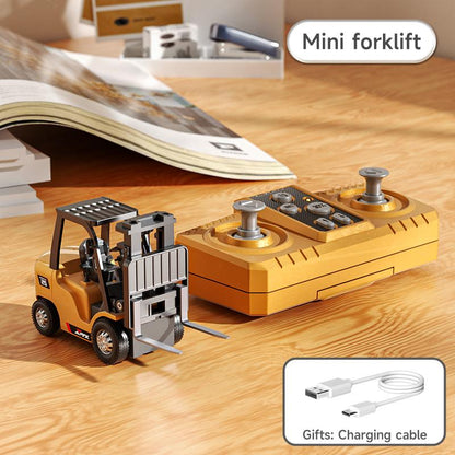 StålTitan™ 1:64 Premium Mini RC Byggmaskiner i Metall – Gaffeltruck, Grävmaskin & Tipptruck