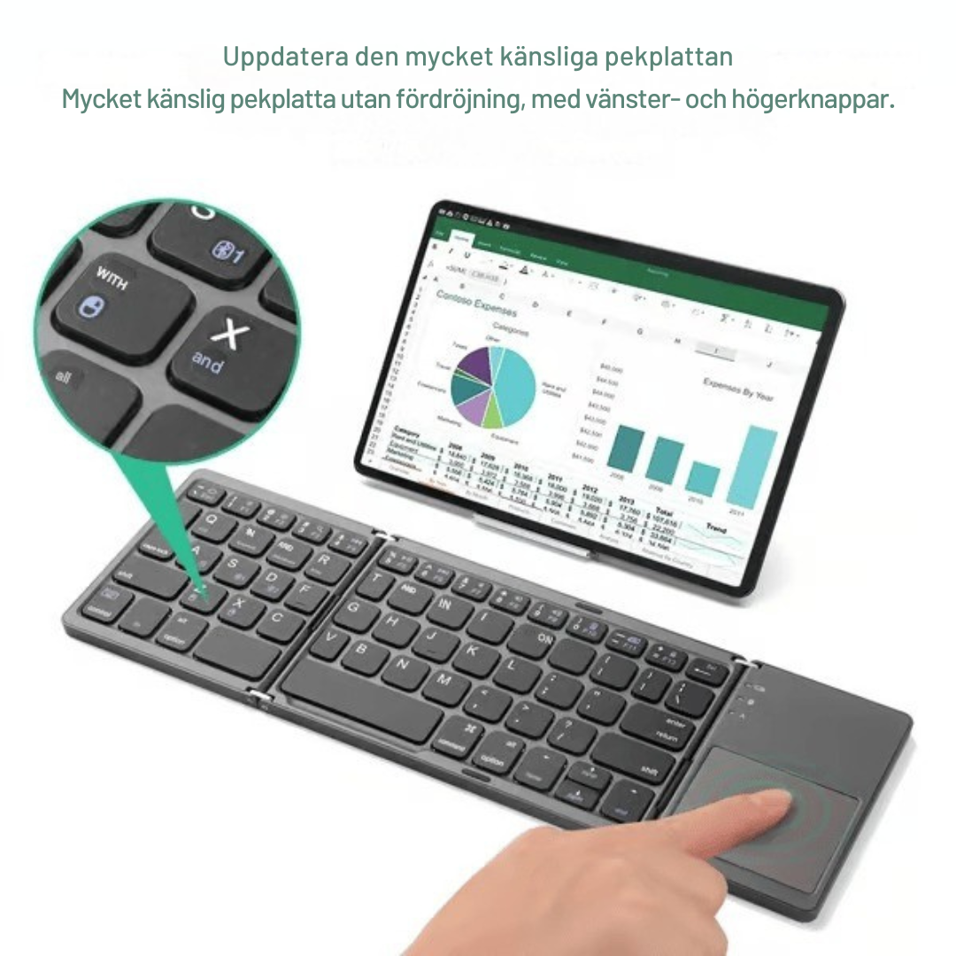 Fällbar™ | Smart vikbart tangentbord med touchpad