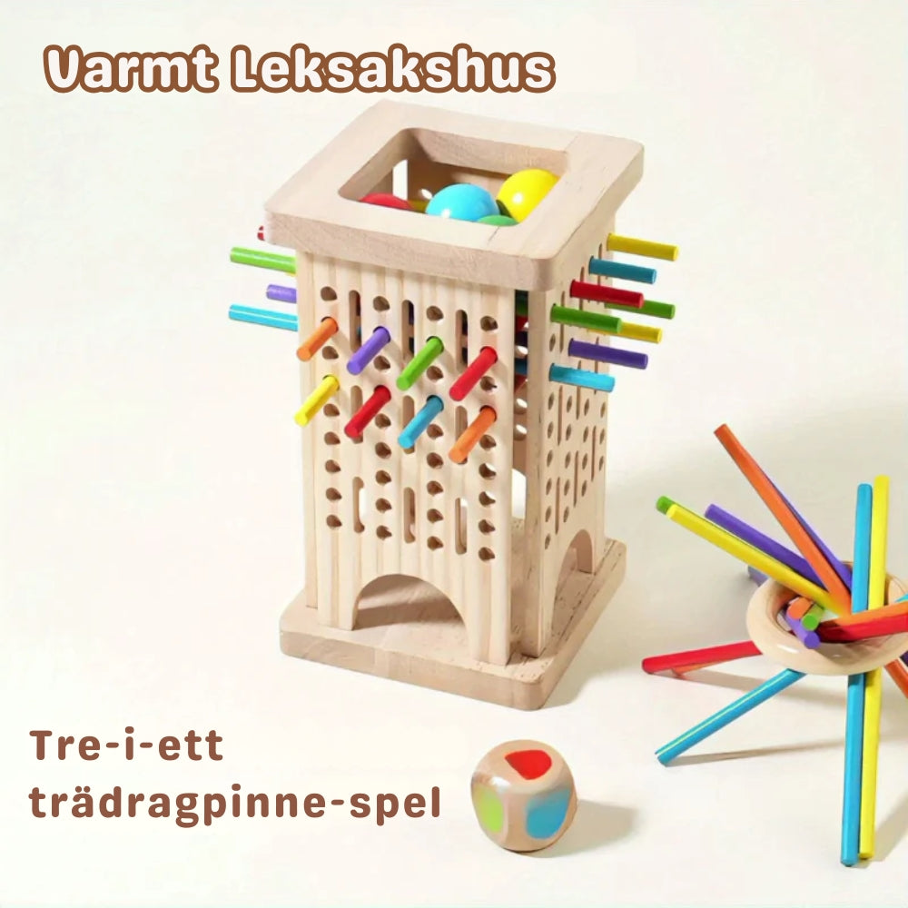 Pinntornet™ – Tre-i-ett trästavspel som tränar fokus, finmotorik & logiskt tänkande