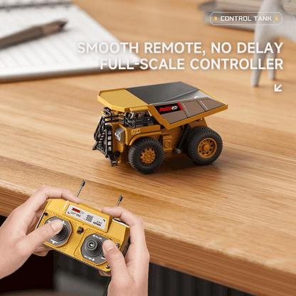 StålTitan™ 1:64 Premium Mini RC Byggmaskiner i Metall – Gaffeltruck, Grävmaskin & Tipptruck