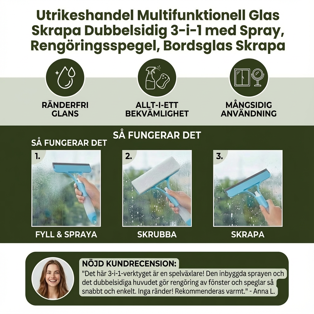 SnabbKlar™ – 3-i-1 Glasrengörare