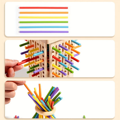 Pinntornet™ – Tre-i-ett trästavspel som tränar fokus, finmotorik & logiskt tänkande