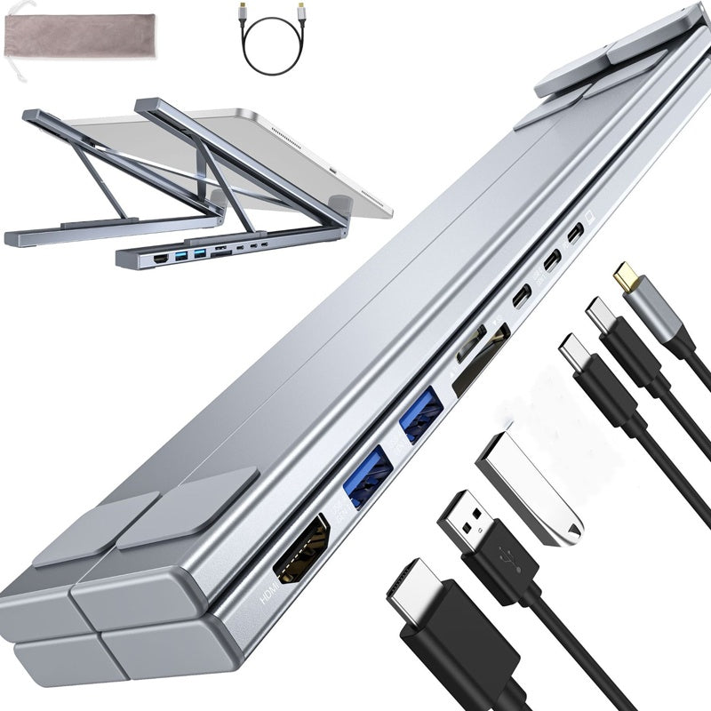 FlexDock Pro – 8-i-1 USB-C 4K Hub & Ergonomiskt Laptopställ