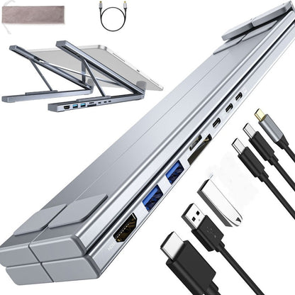 FlexDock Pro – 8-i-1 USB-C 4K Hub & Ergonomiskt Laptopställ