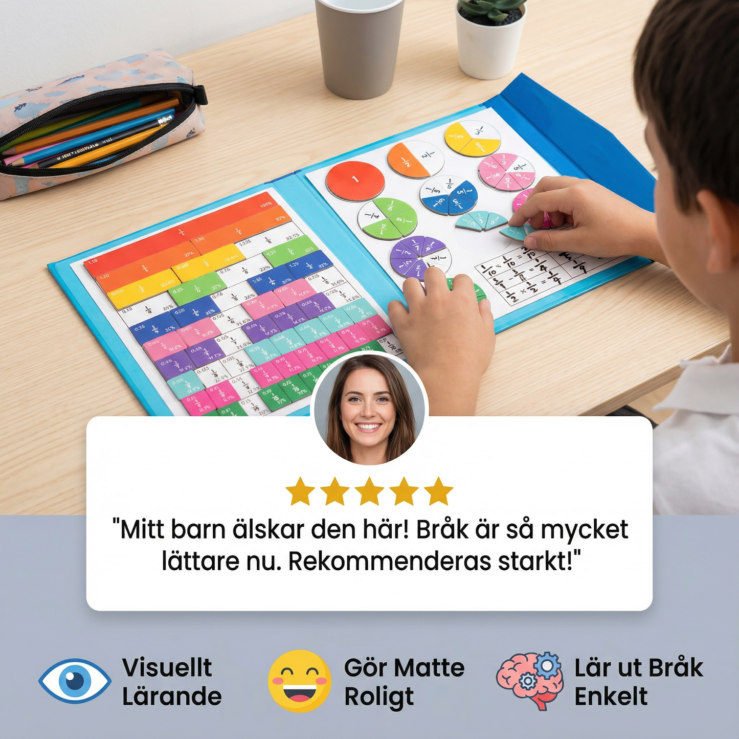 BråkMagnet – Magnetisk bråktavla för barn, färgglatt matematikverktyg för att lära bråk och räkneoperationer
