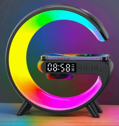 LjusVåg™ | Soluppgångsvakningslampa med Bluetooth, trådlös laddning & stämningsbelysning s laddare, stämningsbelysning!